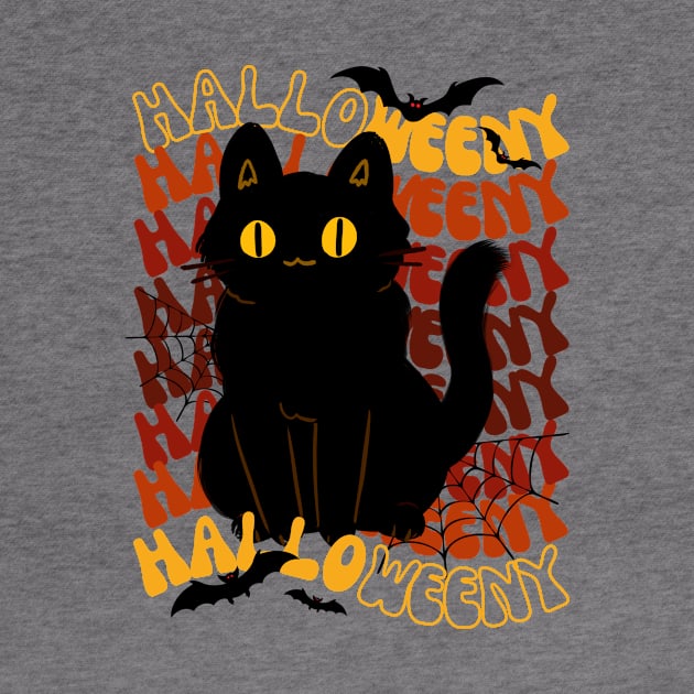 Spooky Halloween Black Cat by HappyPeeps